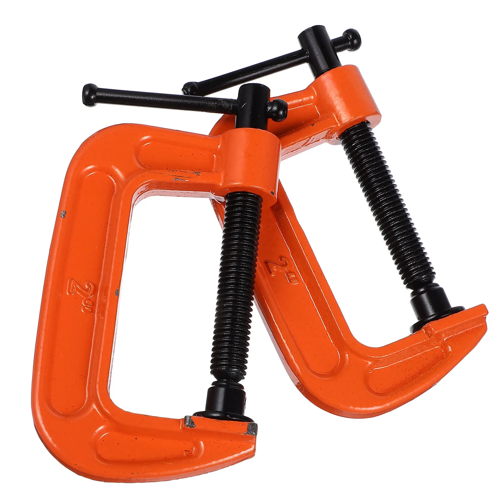 2Pcs C-Clamps Desk Clamp Metal Heavy Duty Steel Jaw Opening 58Mm Multipurpose Workpiece Holding Wood Plastic Cutting Drilling