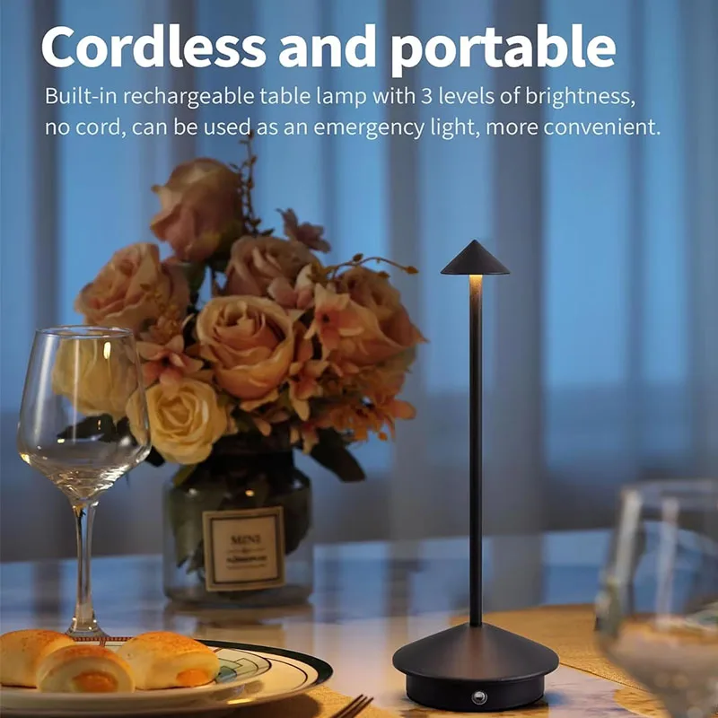Lampe de Table LED 3 couleurs, veilleuse d'ambiance, commande tactile, pointe champignon, lampe de bureau, variable, Rechargeable, pour décor de Bar et de chevet