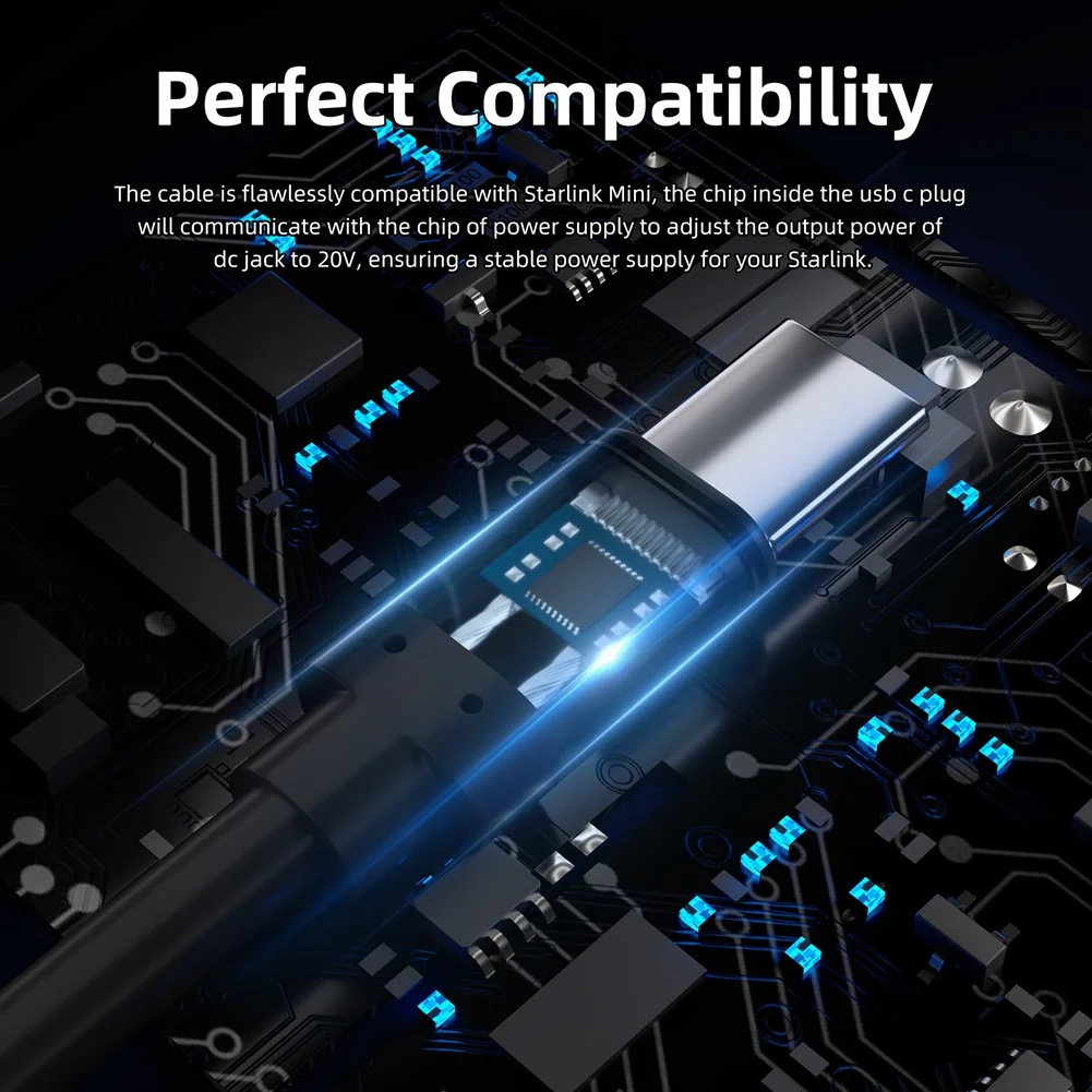 Pour StarLink Space-X Mini USB C vers câble DC Protection contre les surcharges et les courts-circuits MINI câble type-c vers DC 2 mètres/6,6 pieds BH