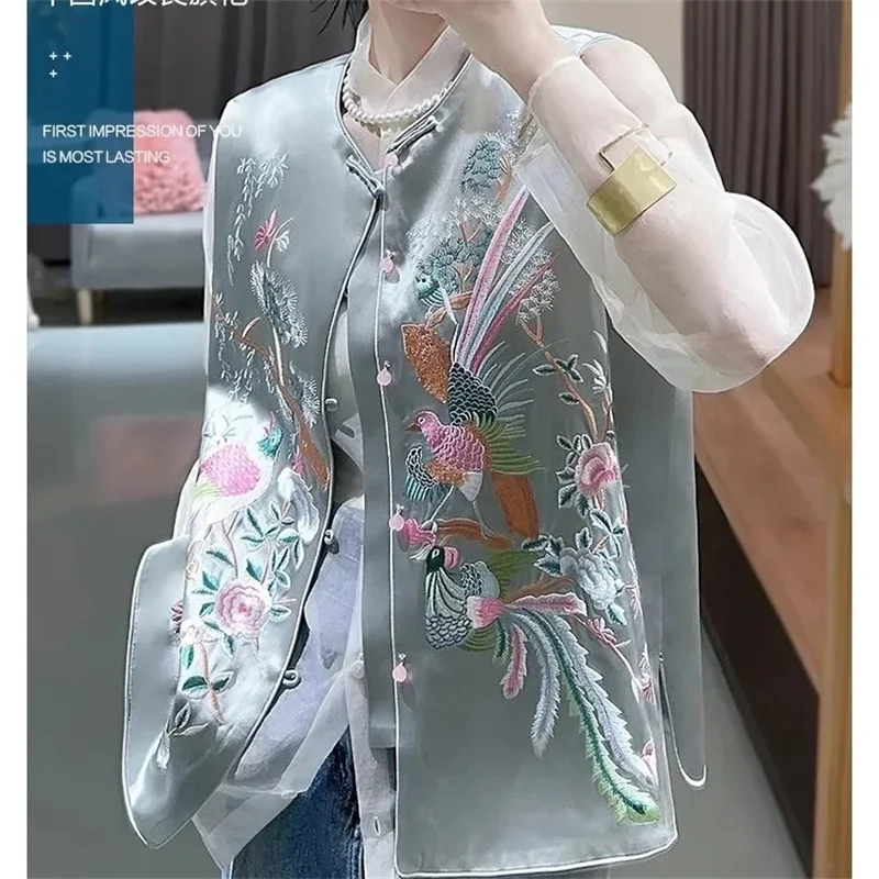 

Heavy Industry Embroidered Small Shirt Tang Dynasty Women's Wear Chinese Style High end Retro New Chinese style Vest Wearing Ace