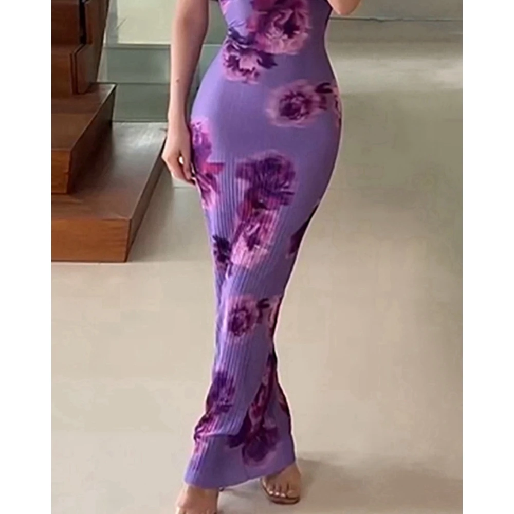 Robe de Soirée Longue et Élégante à Imprimé Floral pour Femme, Tenue Féminine Froncée, Torsadée, Sans Bretelles, Maxi, pour Anniversaire