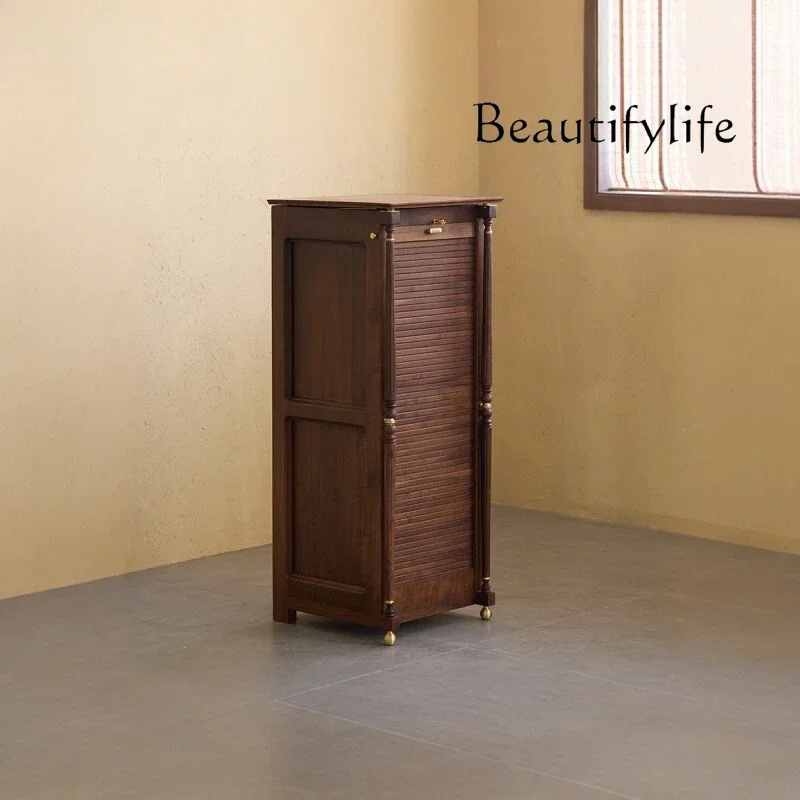 

North American black walnut solid wood rotating tea set storage cabinet floor jewelry cabinet Wenwan collection cabinet