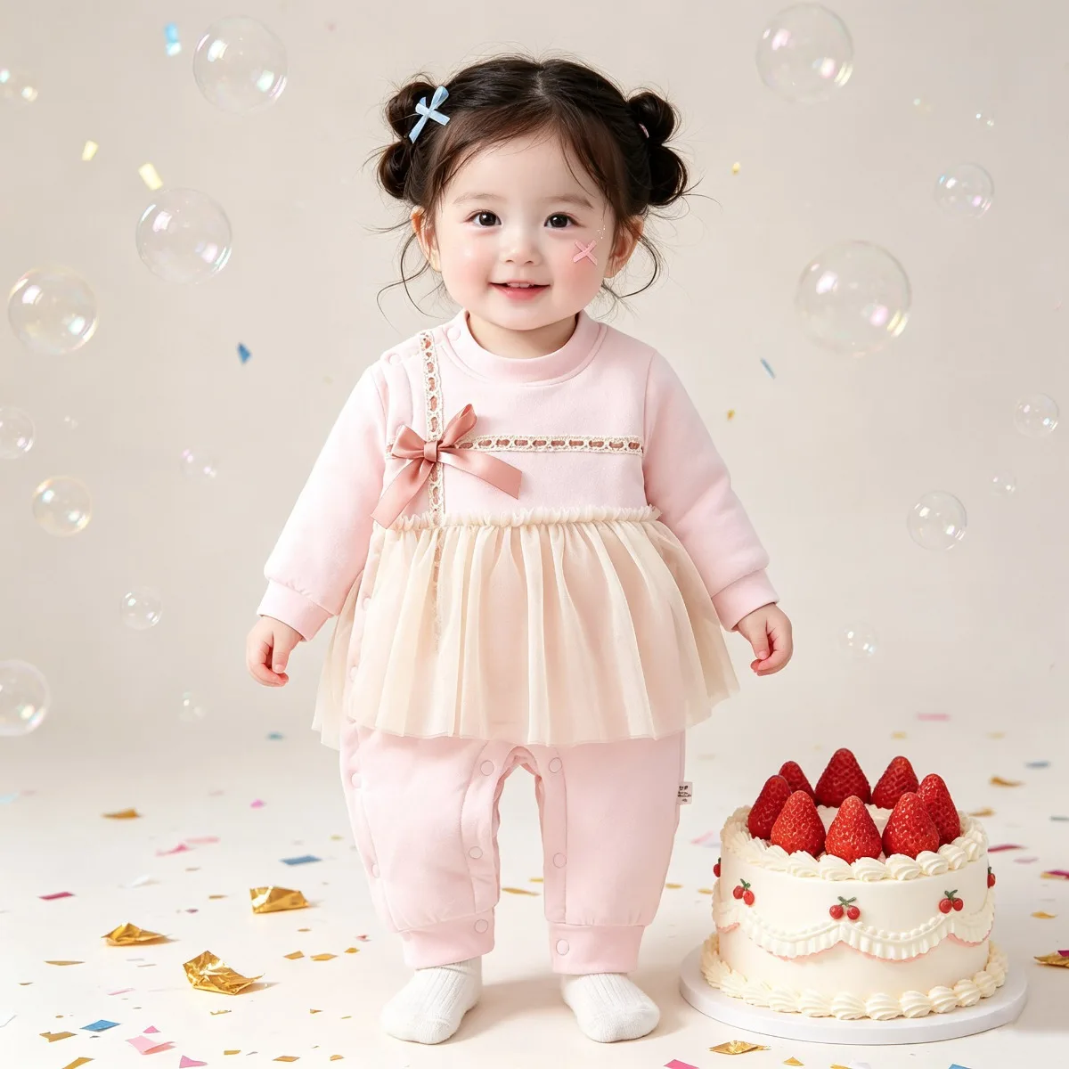 Baby Girl Winter Romper Soft Cotton Padded Jumpsuit with Tutu Skirt Newborn Infant Long Sleeve Bodysuit Warm Clothes 0-18M
