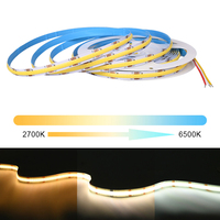 UL Listed COB CCT LED Strip Light 2700K to 6500K Changeable 608 LEDs/m Flexible RA90 Dimmable FOB Led Linear Lights DC12V 24V