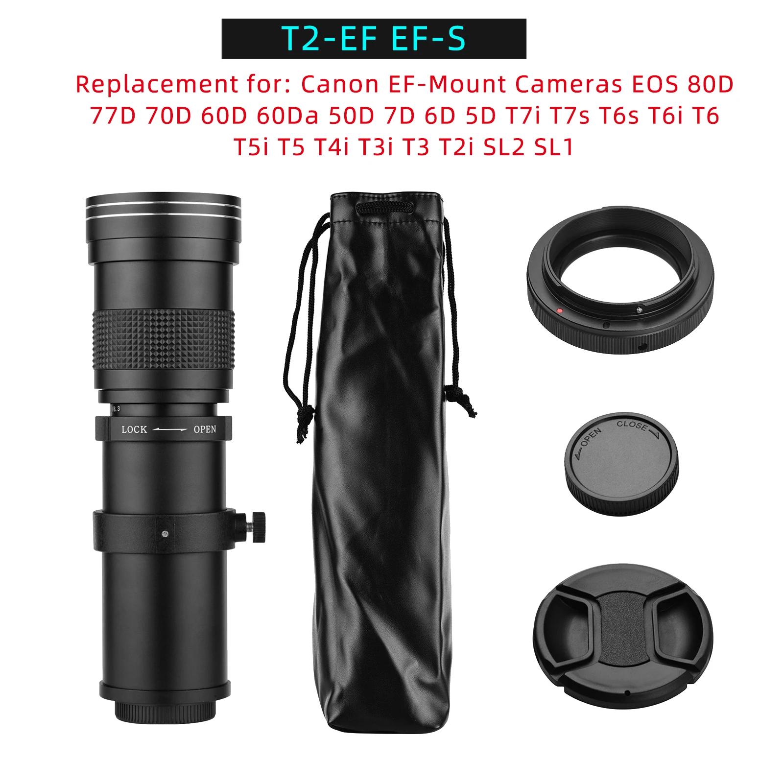 Mf超望遠ズームレンズ、f/8.3-16、420-800mm、ユニバーサルスレッド 