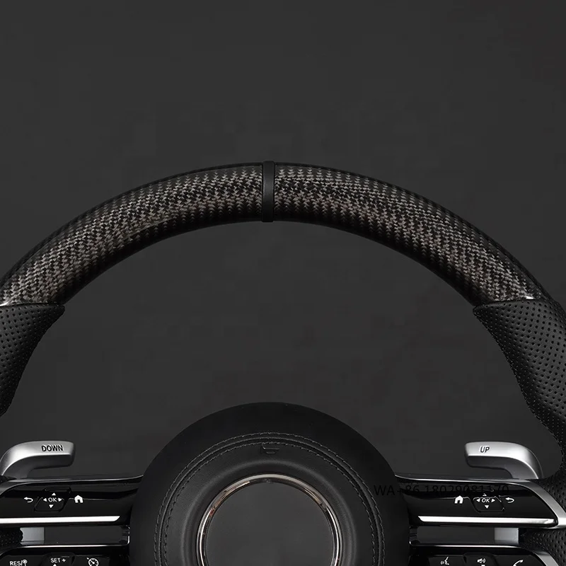 C217 W211 W212 W221 W222 S63 C63 GLA45 C43 SLC لـ - W204 W205 CLA GLA 45 عجلة قيادة من ألياف الكربون #2