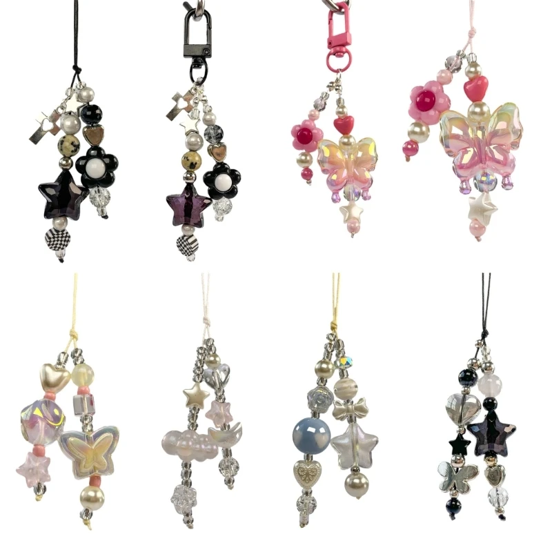 

Y2K Star Flower Phone Chain Beaded Charm Keychain Phone Lanyard Strap Bag Backpack Ornament Acrylic Keyring Jewelry Gift