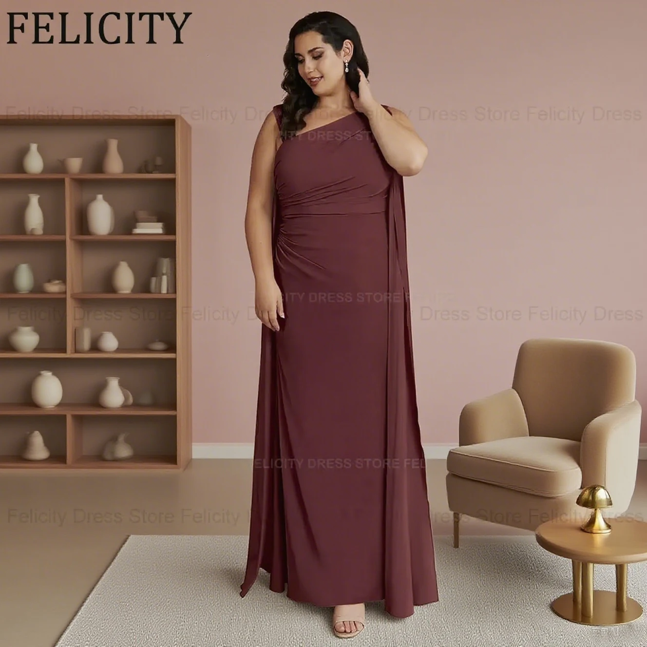 

FELICITY Elegant Plus Size Mother of the Bride Dresses 2025 Customized Mermaid Chiffon Pleated Wedding Guest Dresses Party Gowns