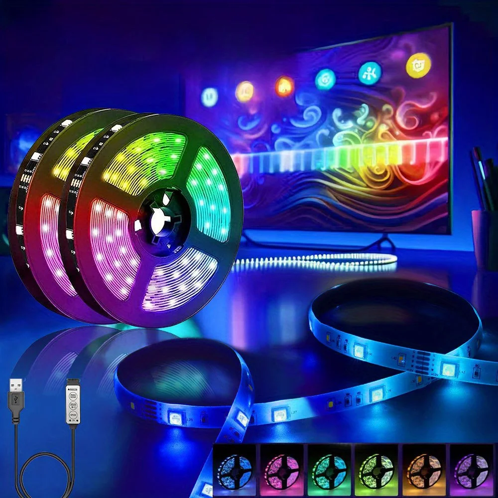 5V RGB 5050 Led Light USB LED Strip Lights RGB Single Color Controlle Flexible Lamp Tape DC 5V Led For Room Decor TV BackLight