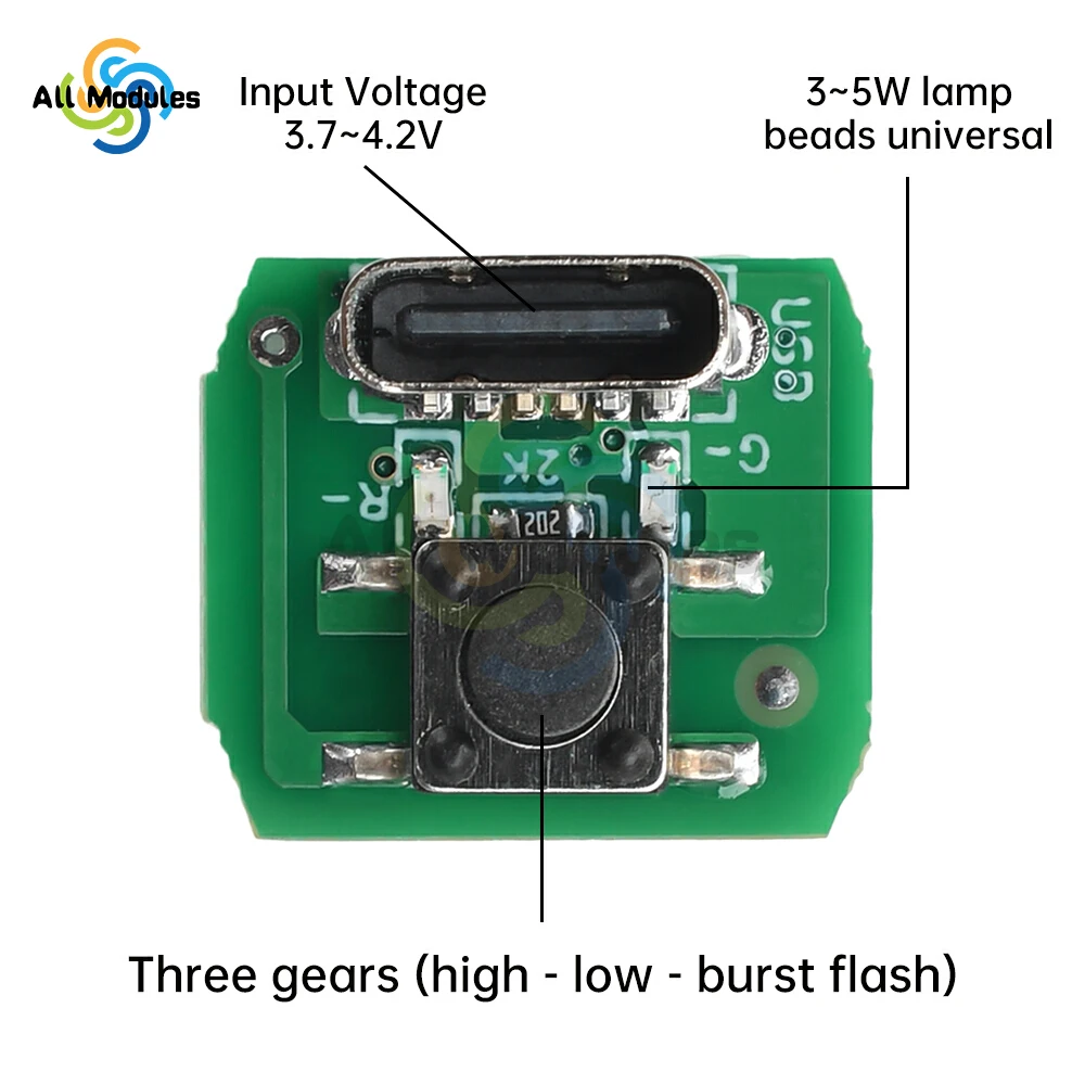 مصباح يدوي لوحة للقيادة لتقوم بها بنفسك لوحة دوائر كهربائية نوع-c منفذ شحن شحن وتفريغ وحدة متكاملة 18650/21700 بطاريات