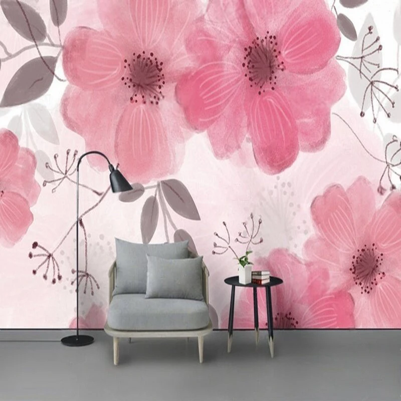 New Modern Luxury Cherry Blossom Hand-Painted Floral Background -Custom-Made Fashionable And Romantic Decorative Wall Sticker
