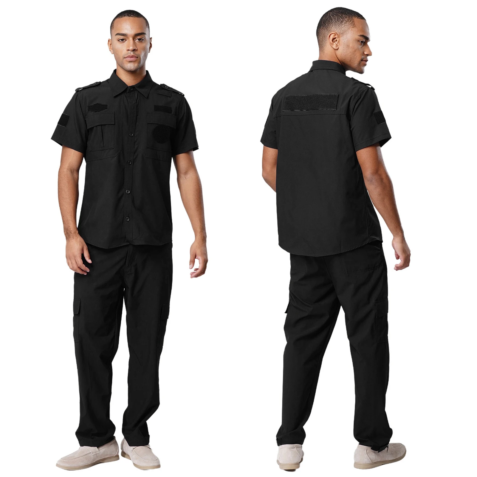 

Men's Security Guard Uniform Doorman Bouncer Working Short Sleeve Shirt And Long Pants Quick-drying Outfits for Daily Working