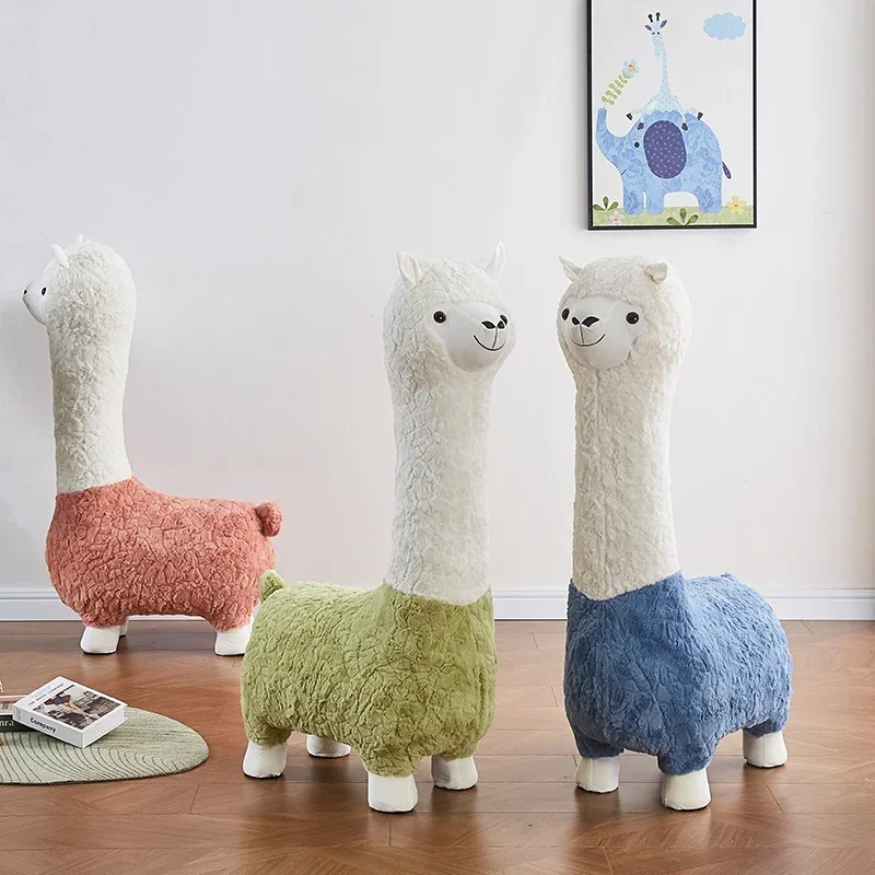 

Alpaca seat, children's Internet celebrity with wheels, animal seat, living room decoration, cartoon shoe change stool, moving g