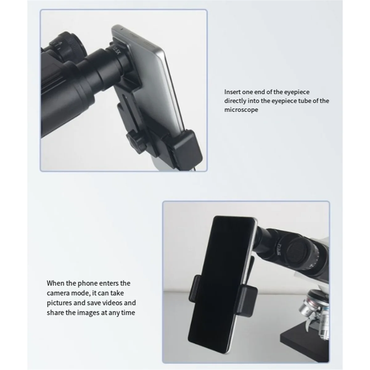 A71Z Universal กล้องจุลทรรศน์คลิปโทรศัพท์ 12.5X เลนส์ช่องมองภาพโทรศัพท์มือถือ Mount Adapter อุปกรณ์เสริมติดตั้ง 23.2 มม.
