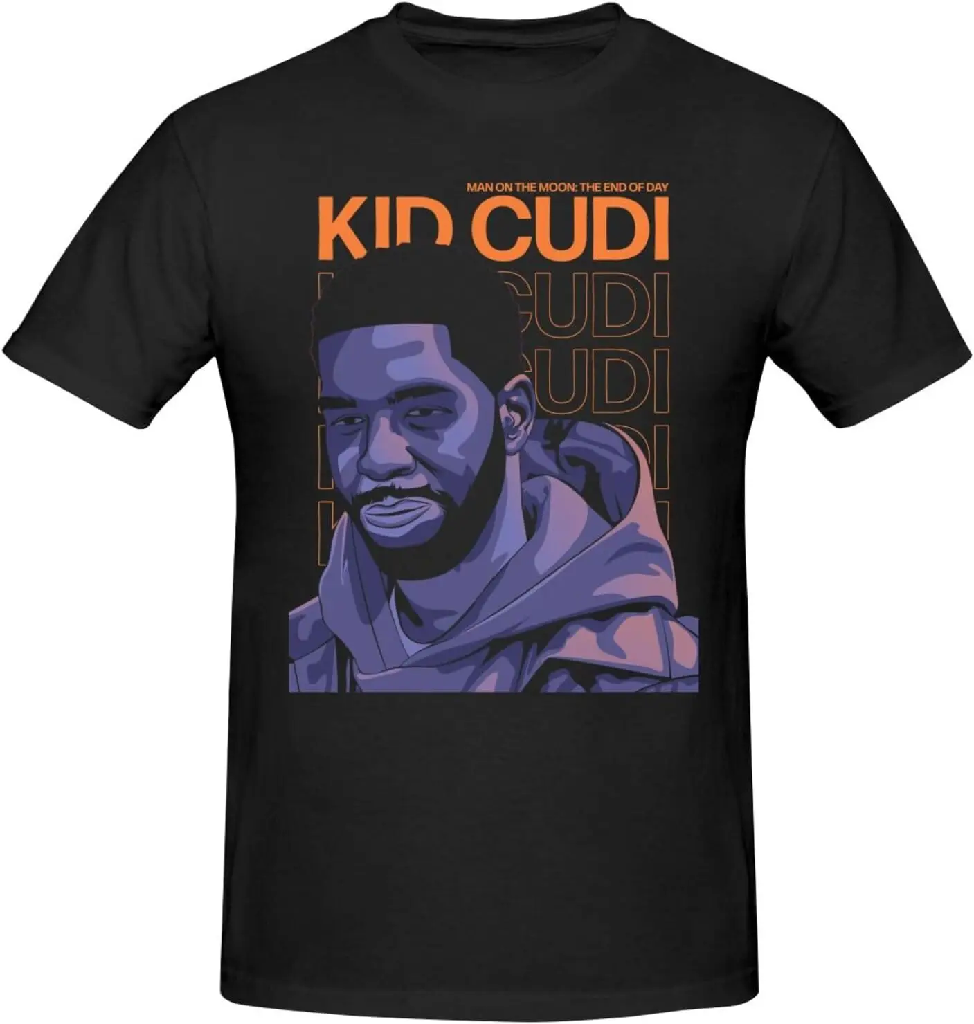 Kid Music Cudi Men's T-Shirt Graphic Short Sleeve Tee Crewneck Casual Tops Shirt Black