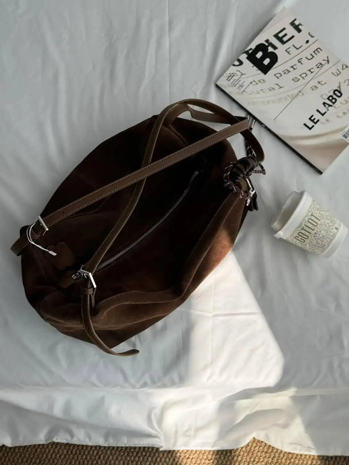 Bloom Vintage Large Capacity Tote Bag Women Retro Suede Casual Shoulder Bags Ladies Versatile Frosted Handbag Purse 2025 New