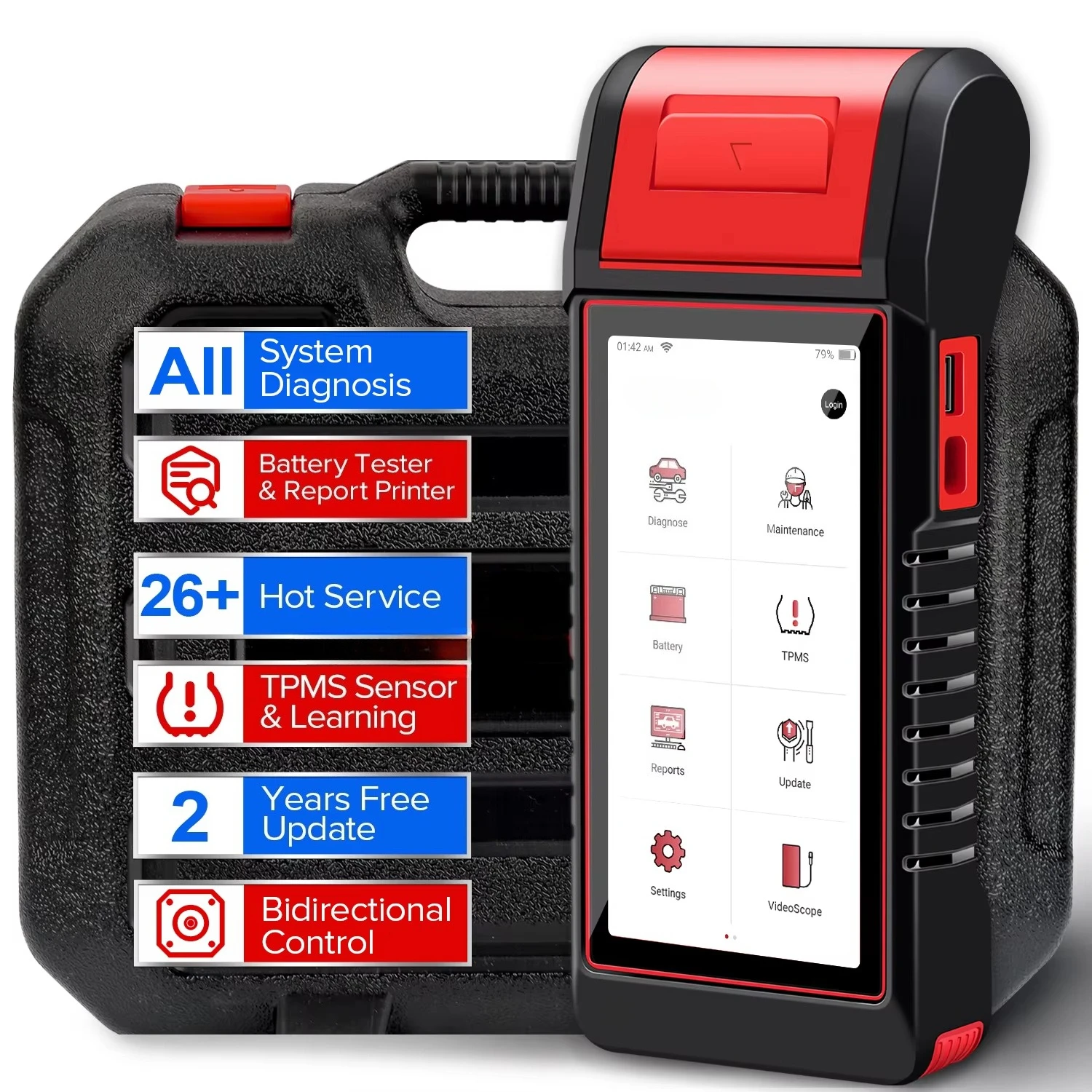 PRO Full System Car Diagnostic Tool with TPMS Function & 26 Resets 2 Years Free Update