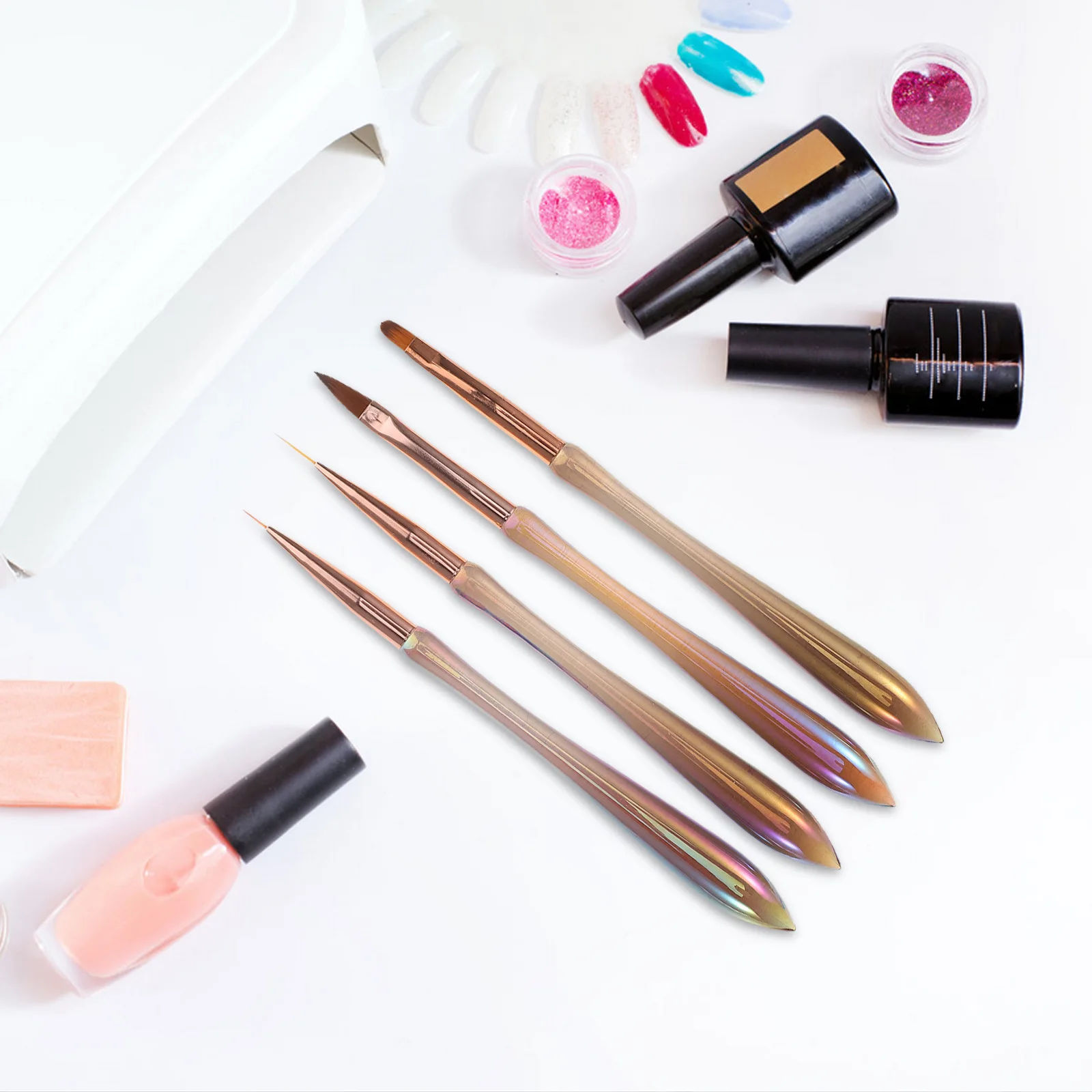Set di 4 penne per nail art, punte colorate ed eleganti, multifunzione, strumenti di disegno di precisione per kit portatile per manicure fai da te, salone di casa