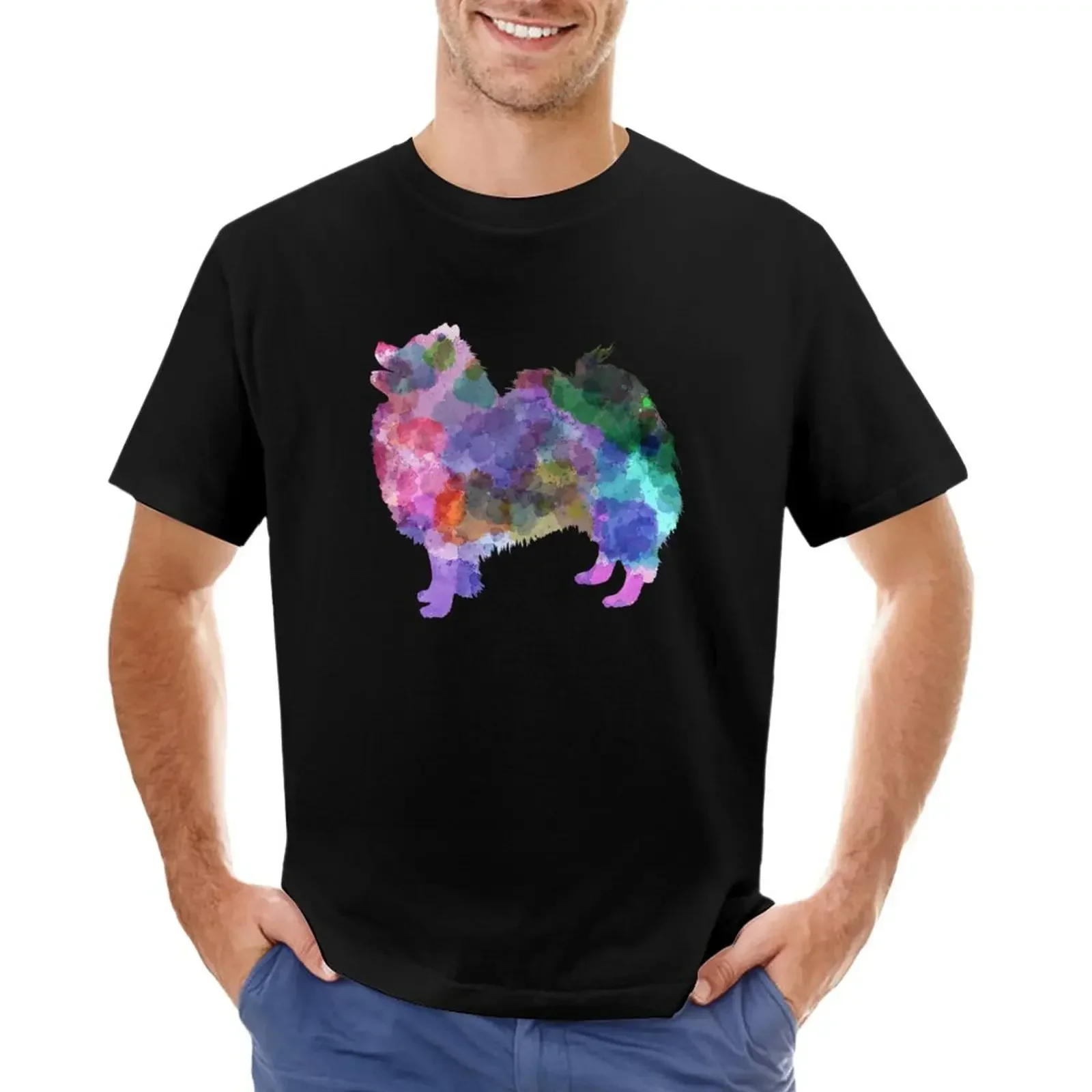 Aesthetic clothes tees fruit of the loom mens t shirt German Spitz in watercolor T-Shirt cute clothes graphic oversized clothing