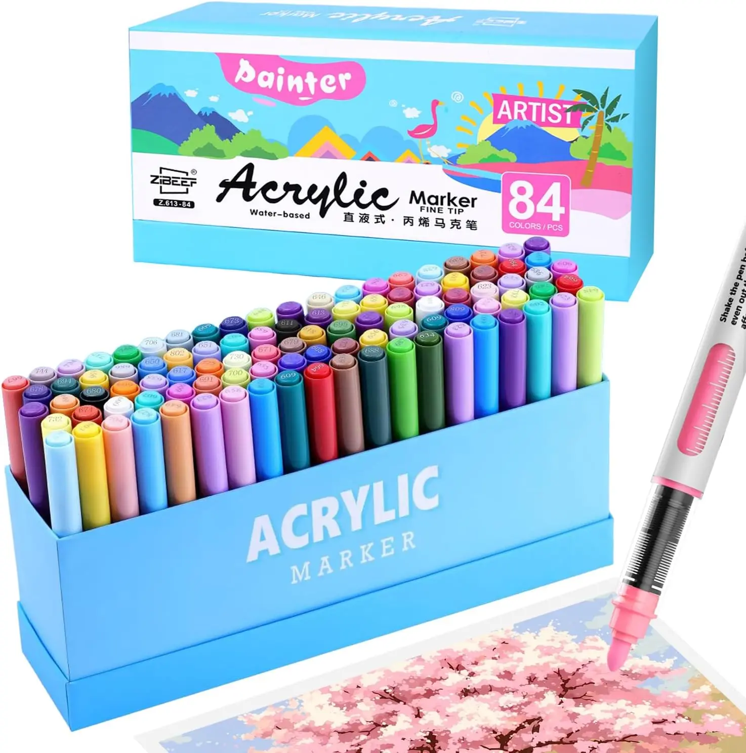 

100 Colors Acrylic Paint Marker Pens with Automatic Ink Control System Waterproof Quick-Dry for Fabric,Ceramic,DIY Art Crafts