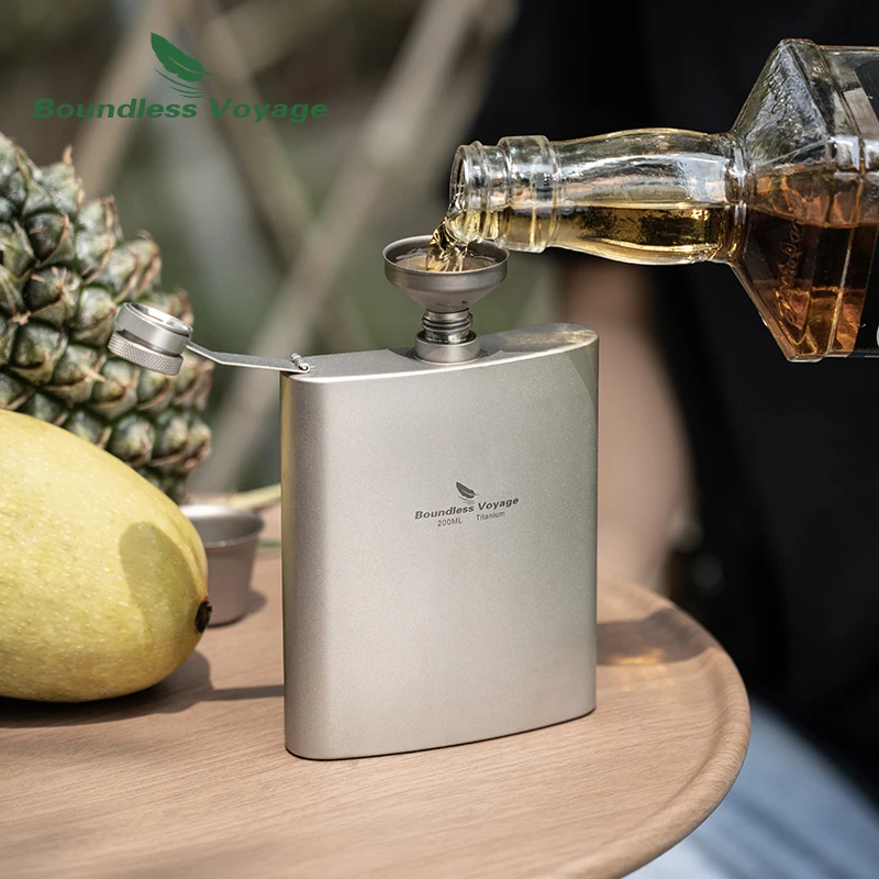 

Boundless Voyage Titanium Hip Flask 8.5oz, Whiskey Wine Pot Bottle, Portable Outdoor Travel Camping Tableware, Wine Flagon 250ml