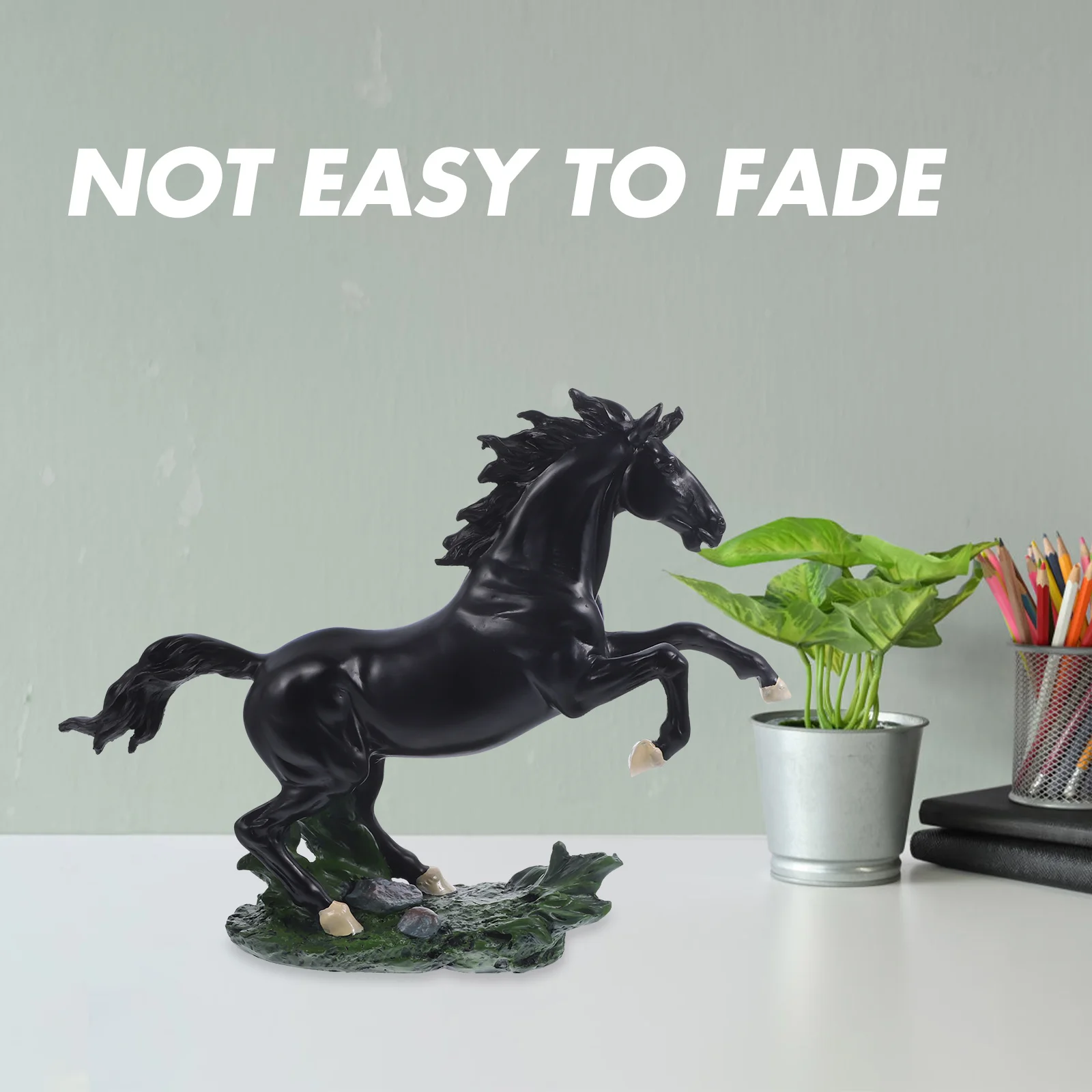 

Horse Resin Statue Equestrian Black Animal Sculpture Cabinet Decorative Mini Model Home Office Ornament