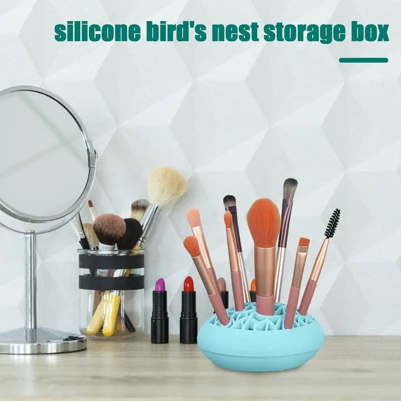 Silicone Makeup Brush Holder Organizer Face Brush Silicone Desktop Organizer Smooth Paint Brush Holder For Toothbrushes Pens