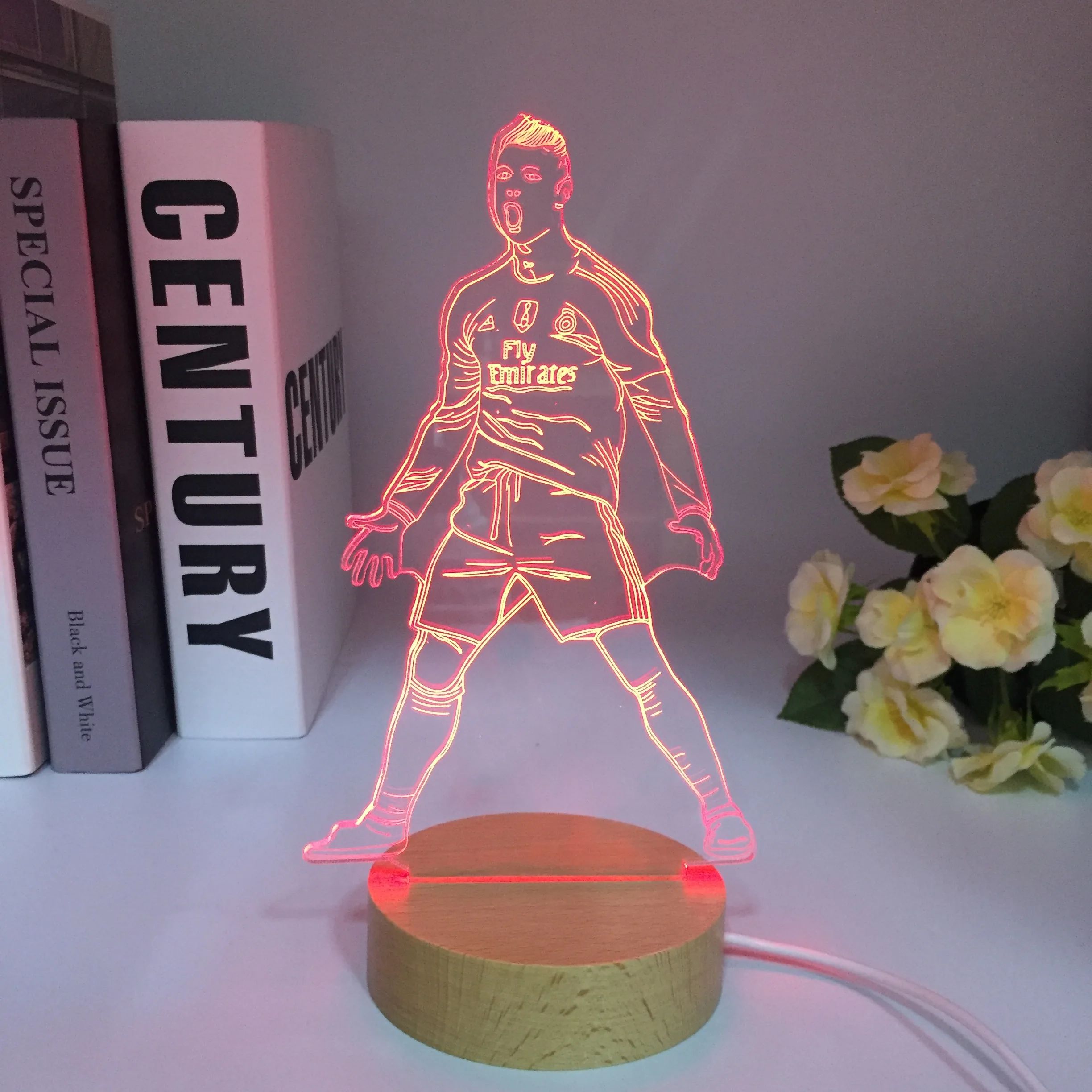 Novelty Football Players 3D Visual Night Light Skating Sports LED Desk Lamp Office Desktop Decoration Holiday Gift for Friend