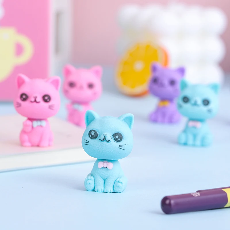 Creative Cartoon Three-Dimensional Cat Rubber Eraser Lovely Writing Drawing Pencil Erasers Novelty Stationery School Supplies