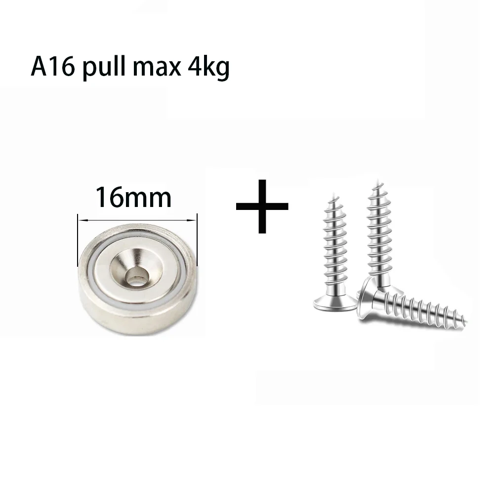 N52 Super Sterke Neodymium Vismagneet Haken Zware magneet met Verzonken Gat Salvage Searcher Magneet Met schroef