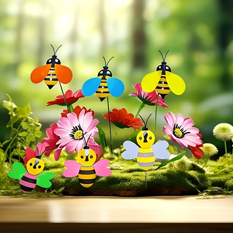 10pcs, Colorful  Decorative Garden Stakes-2D Flat Outdoor Decorative Art with Vibrant Butterfly,Floral Design, No Power Needed