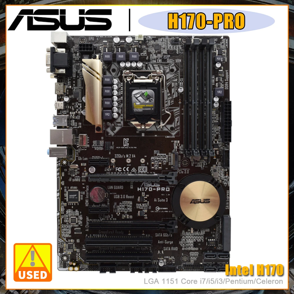 

LGA 1151 Motherboard ASUS H170-PRO Motherboard Supports Intel 14nm Processor 6th Gen Core i7 i5 i3 Pentium Celeron DDR4 2133MHz