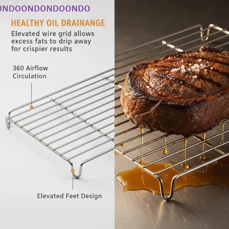 Air Fryer Rack Thick 304 Stainless Steel Square Grill Grid for Oven Steamer Kitchen Baking Roasting Accessories