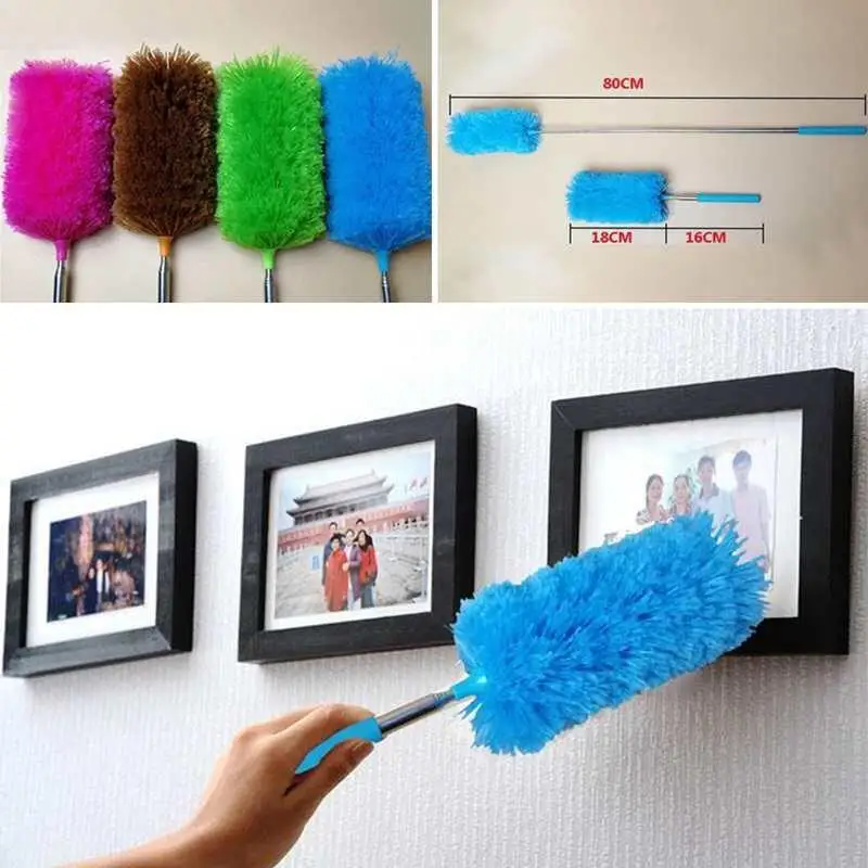 360 Electrostatic Dust Duster Telescopic Flexible Stainless Steel Household Feather Duster Cleaning Tool Microfiber Dust Brush view 4
