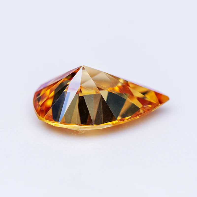 Pedra Moissanite para Mulheres, Cor Champanhe, Corte de Pêra, Criado em Laboratório, Diamante, DIY, Fabricação de Jóias, Materiais com Certificado GRA