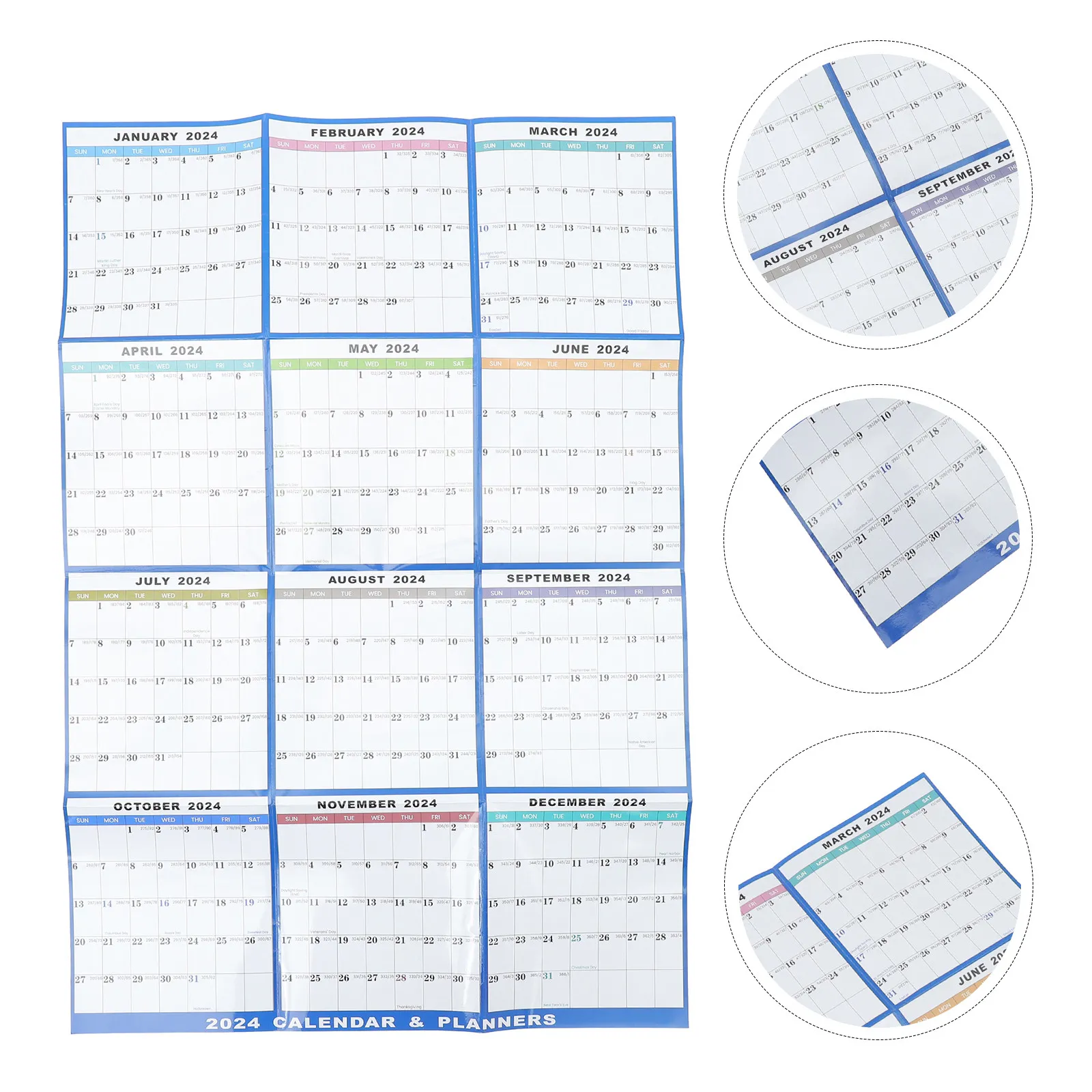 

1Set Erasable Wall Calendar 2024 Hanging Monthly Planner Thick Safe Paper Material Home Office Accessory Functional Time
