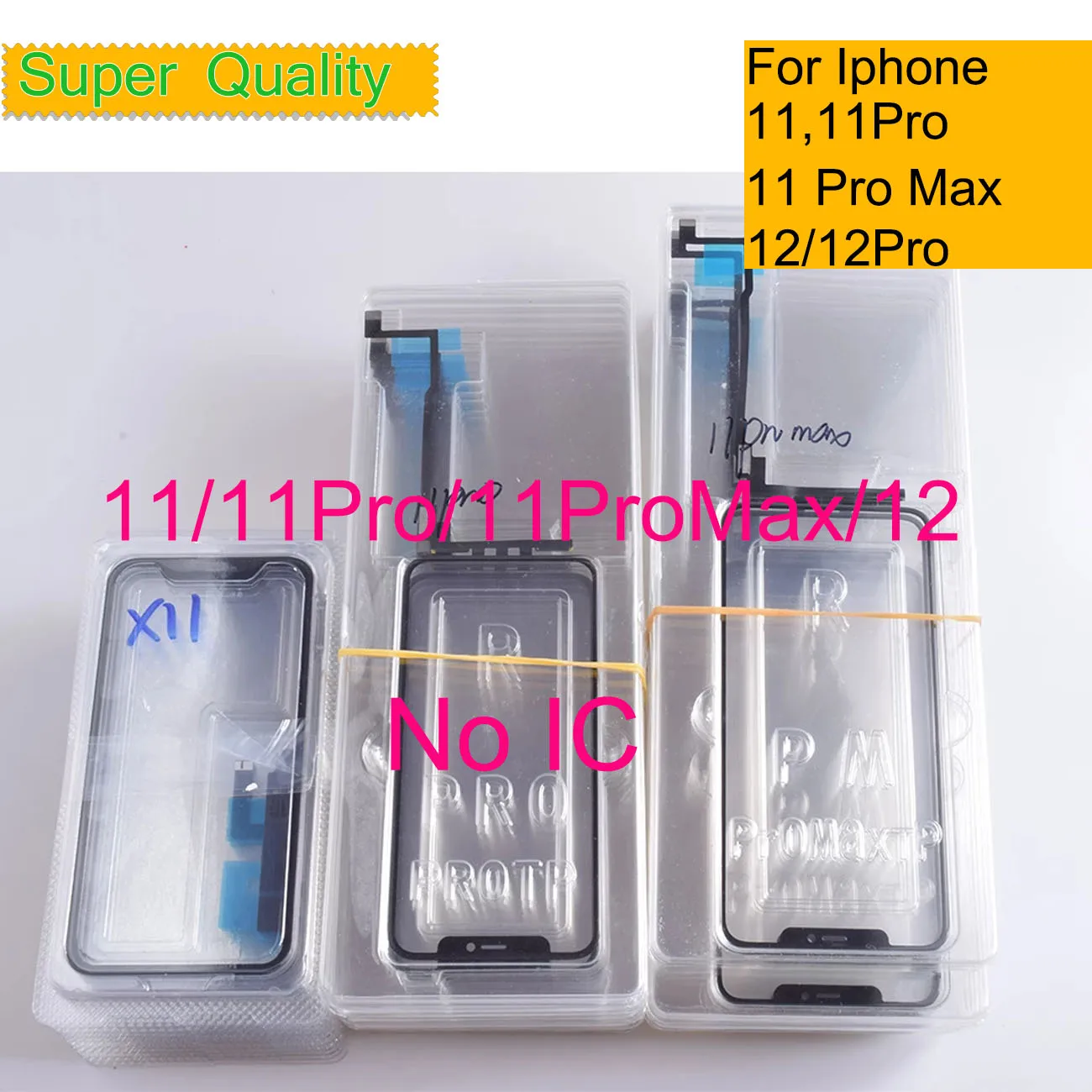 10Pcs/Lot Without IC For Iphone 11 Pro Max Touch Screen Digitizer Panel Sensor Front Glass Lens For iphone 12 LCD Glass With OCA