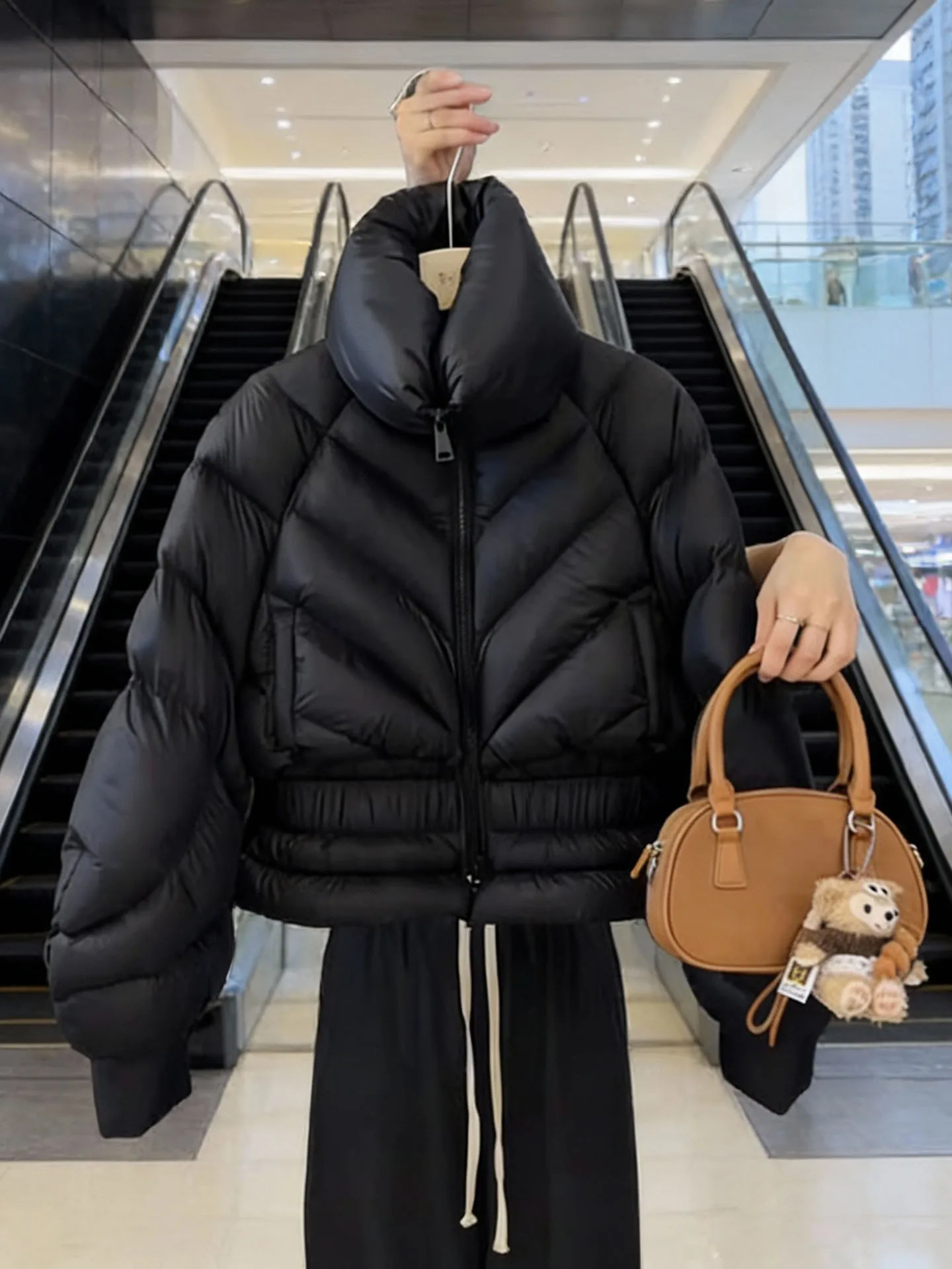 Sli ort Bla down Jaet Casaco de inverno feminino gola slim fit versão coreana tecido regular cintura alta zíper