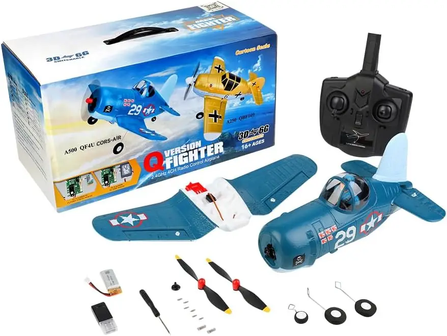 A500 Brushless RC Plane, Beech D17S WWII Scale RC Biplane, 2.4G 4CH 3D/6G Gyro Stabilization Fixed Wing Airplane PP Crash Resist