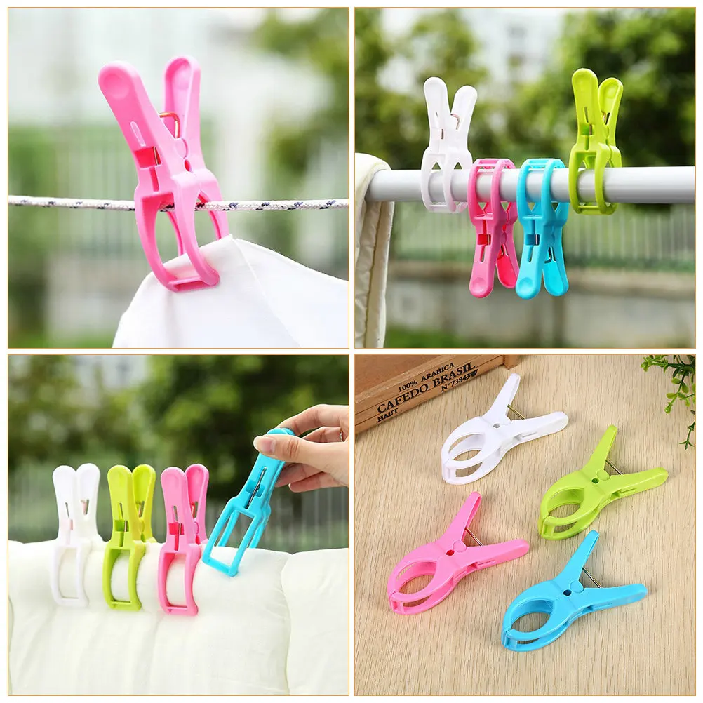 10Pcs Premium Plastic Windproof Clothes Clamps Non-Slip Teeth for Beach Towels Quilts Duvet Covers Outdoor Drying Windy Days