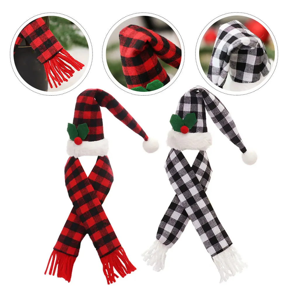 

2 Sets Wine Bottle Covers Protector Sleeves Miniature Scarf Decorations Festival Christmas