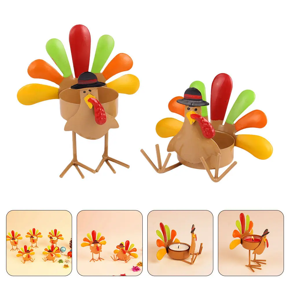 

2Pcs Thanksgiving Holder Iron Craft Stand for Table Decorative Tea Light Holder Centerpiece Thanksgiving Party