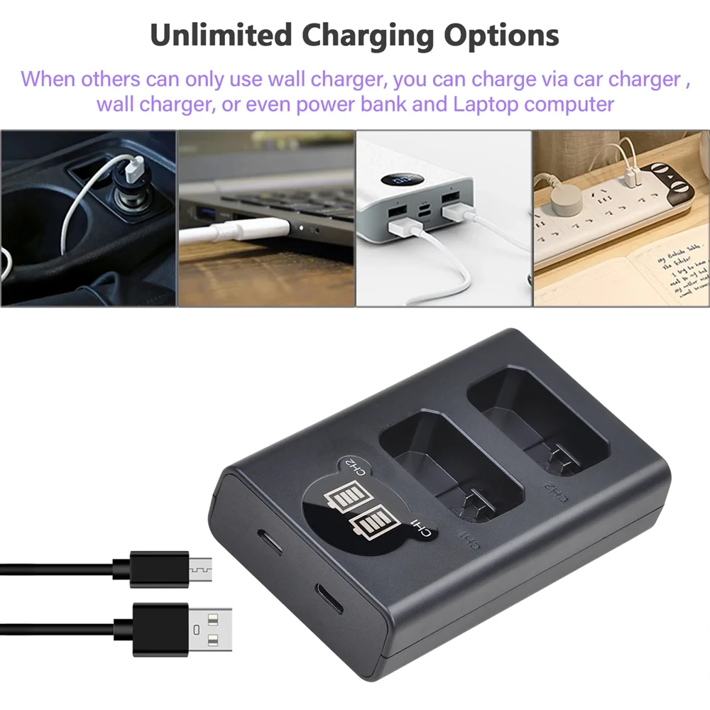 بطارية BLC12 / شاحن مزدوج سريع لباناسونيك DMW-BLC12، Leica BP-DC12، BP-DC12-U، 18729، Leica V-Lux 4، V-Lux (النوع 114)، Leica Q #6