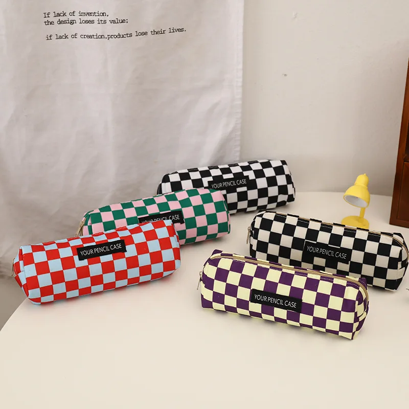 1 Pcs Kawaii Pencil Case Cute Simple Canvas Pencil Box Pencilcase Pencil Bag School Supplies Stationery