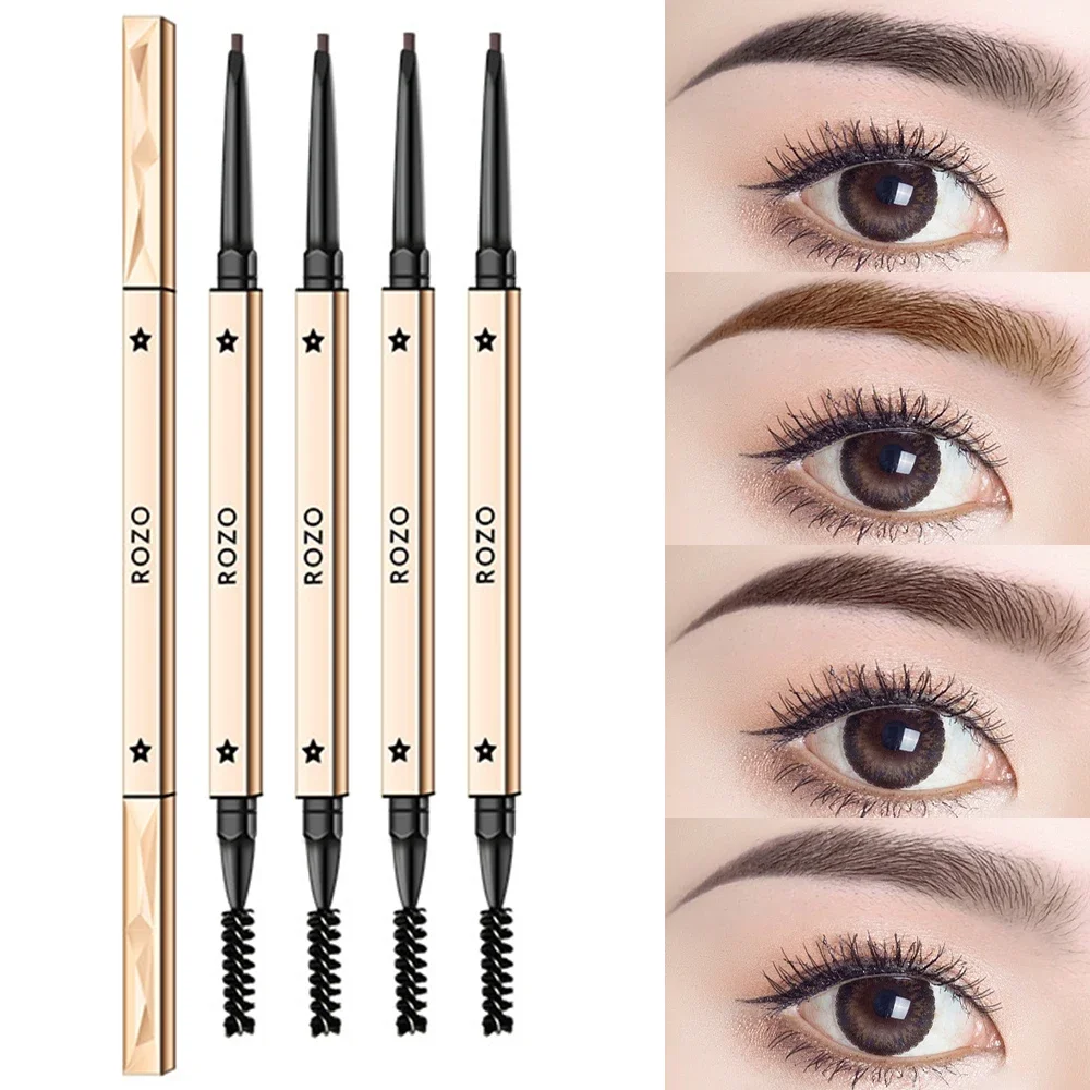 Double Head Eyebrows Pencil Waterproof Sweat-proof Black Brown Natural Eyebrow Pencil Lasting Professional Makeup Eye Cosmetic