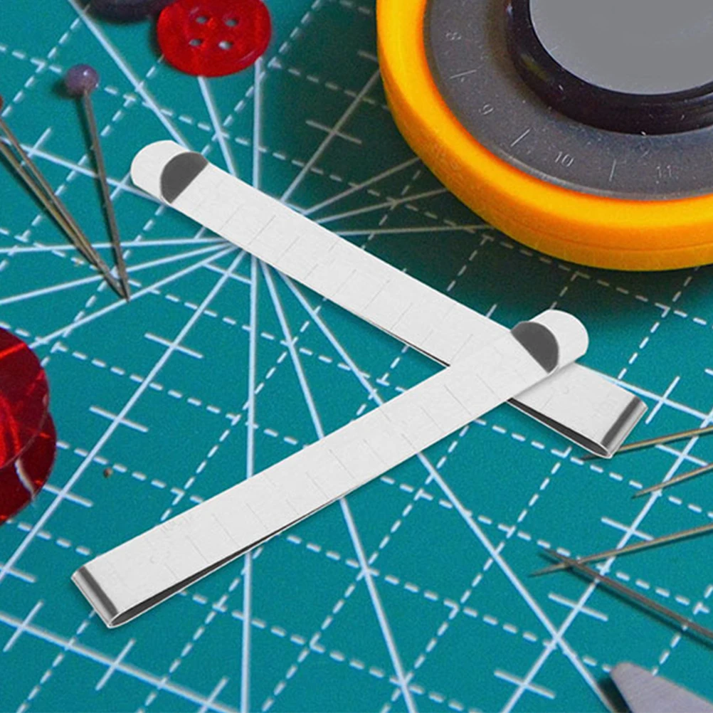 12 Pcs Stainless Steel Crimping Clip Hemming Ruler for Sewing Supplies Clips Fabric Large Mini Projects Tool