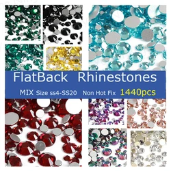 Mix Size SS4-SS20 Clear Crystal Non Hot Fix Rhinestones FlatBack Decorations DIY quanlity Glitter Stones 3D Nail Art Accessories