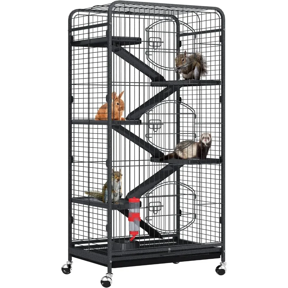 

52-inch Metal Ferret Chinchilla Rat Cage Small Animal Cage with Rolling Stand Indoor Outdoor for Squirrel/Guinea Pig/Bunny/Cat