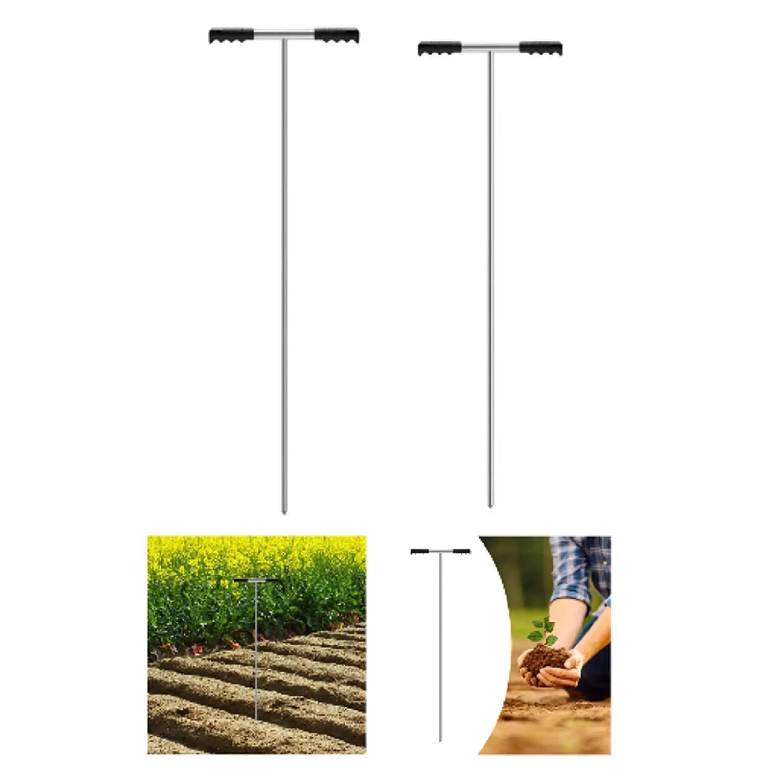 Soil Probe Rod with T Handle Portable Comfortable Grip Ground Probe Rod for