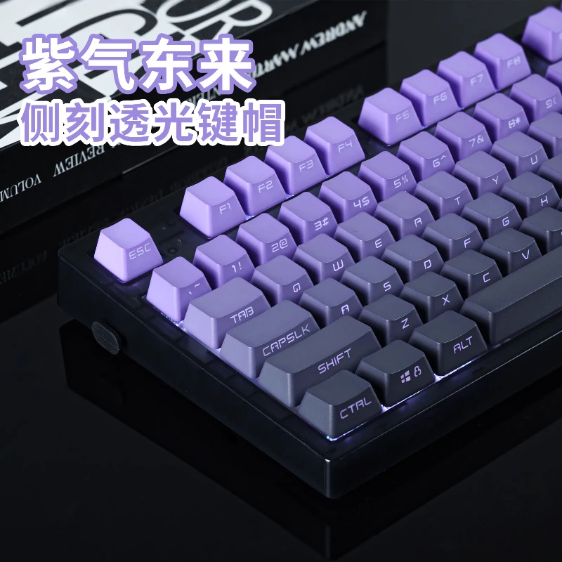 

Gradient Purple Keycaps Customized PBT Cherry Profile Side Backlit Keycaps OEM Height Cross Shaftmechanical Keyboard Keycaps